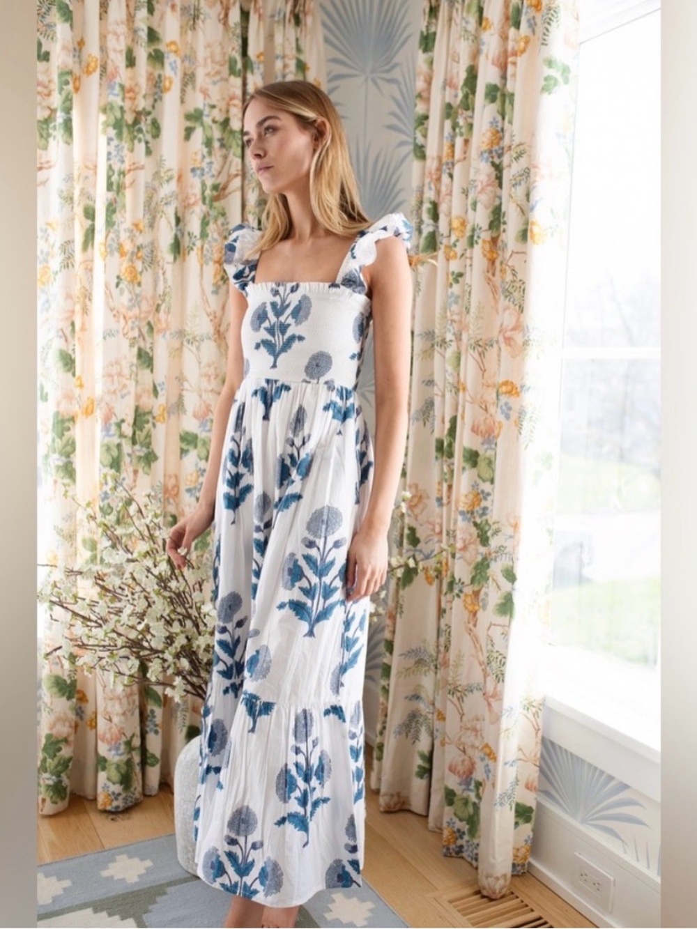 Marea Sasco Dress - Indigo Zinnia Floral - xs